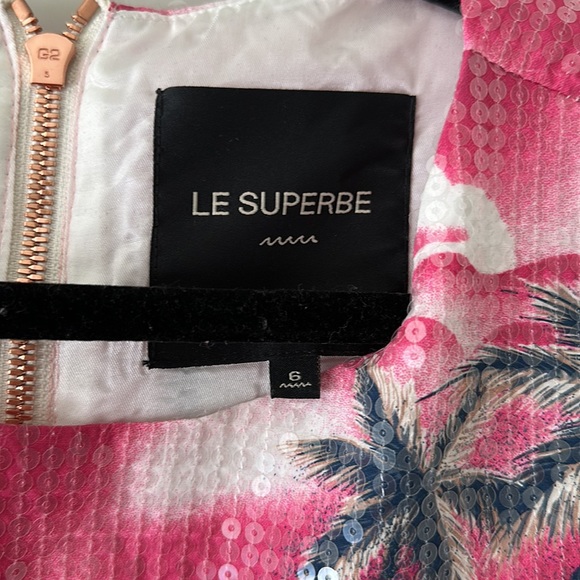 Le Superbe Night Hawaiian Dress in Pink Sequin & Feathers - Picture 2 of 7